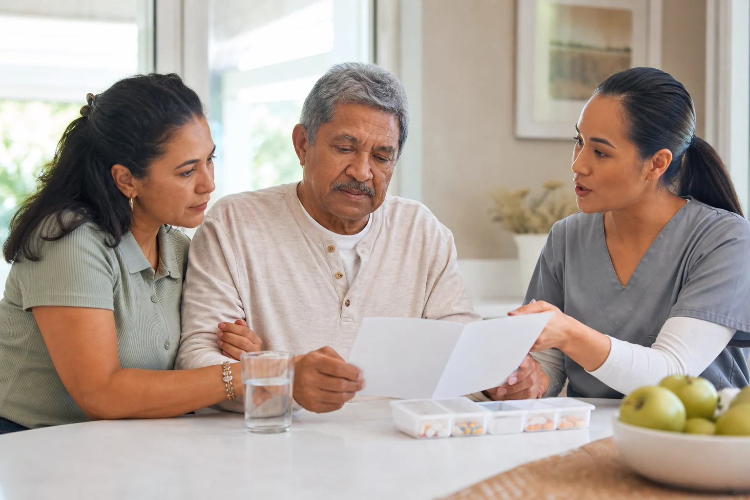 Family reviewing an after-visit care plan